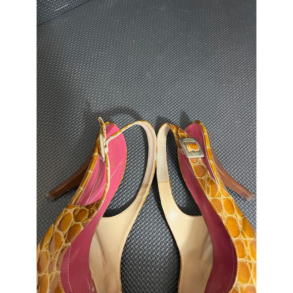 Kate Spade Snake Croc Print Slingback Leather Heels Sz 10B Pumps Made in Italy - Picture 7 of 11